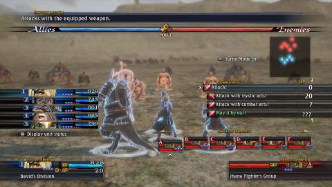 Fighting a battle on a battlefield in The Last Remnant (2009)