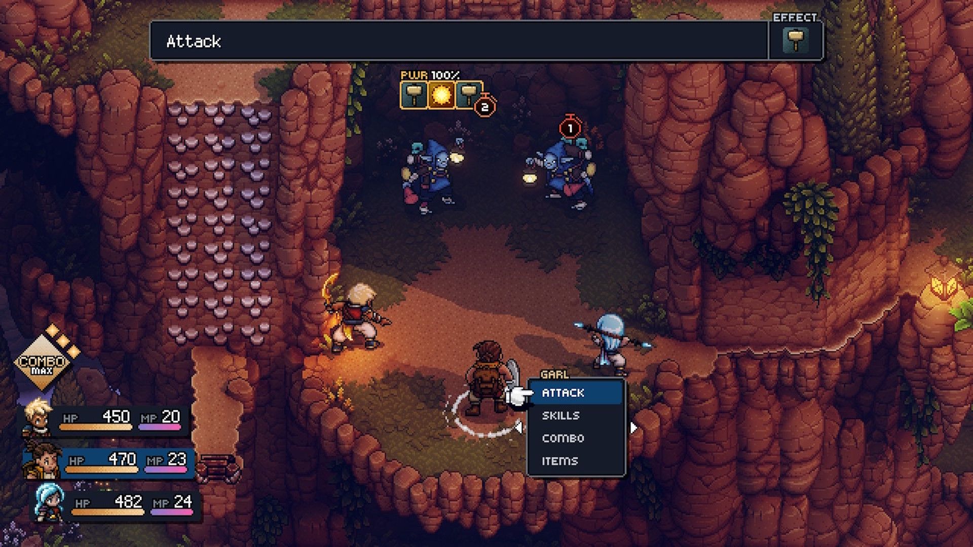 Fighting a battle on a cliff in Sea Of Stars (2023)