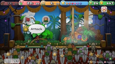 Fighting a battle with Kid Yoshi in Paper Mario The Thousand-Year Door (2024)