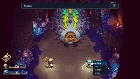 Fighting a boss battle in Sea Of Stars (2023)