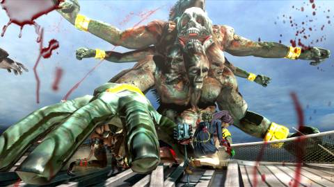 Fighting a boss in Onechanbara Z2 Chaos (2016)