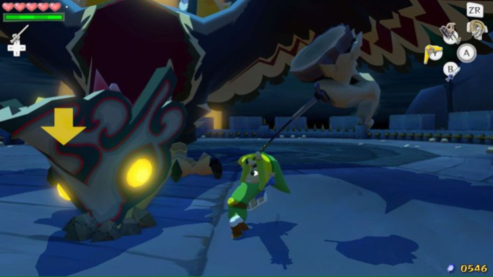 Fighting a boss in The Legend Of Zelda The Wind Waker (2013)