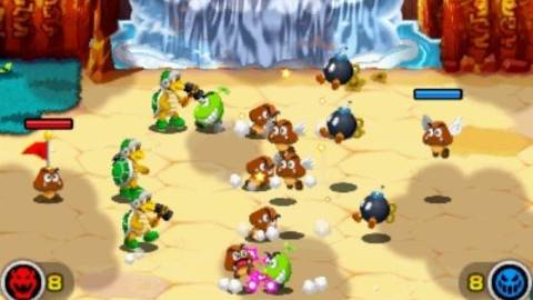 Fighting an RTS battle in Mario & Luigi Superstar Saga Bowser's Minions (2017)