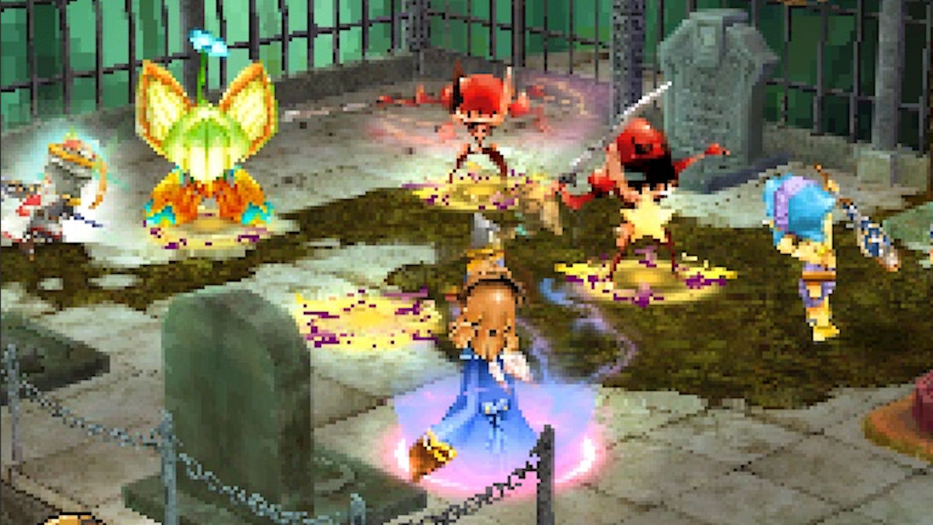 Fighting enemies in co-op in Final Fantasy Crystal Chronicles Echoes Of Time (2009)
