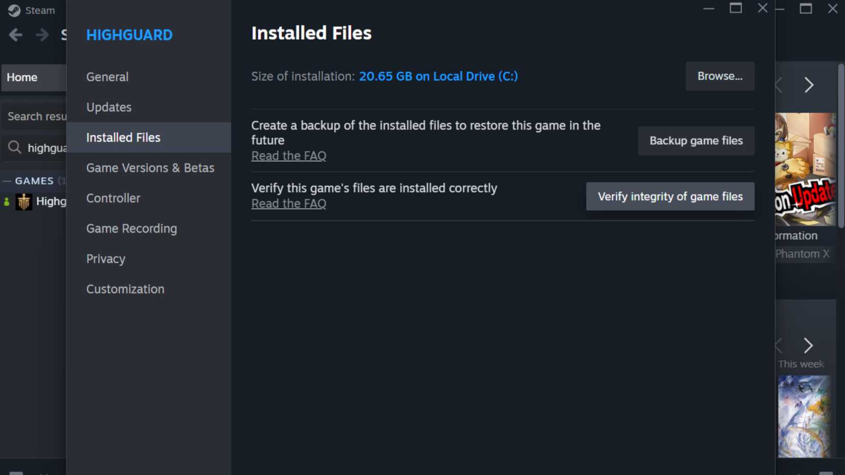 File Integrity Checkup Highguard
