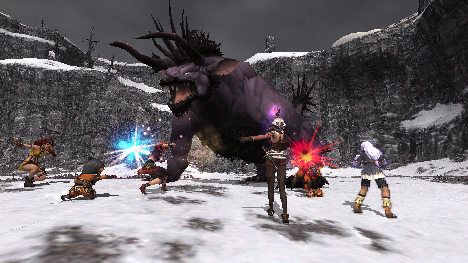 Final Fantasy 11 party fighting monster