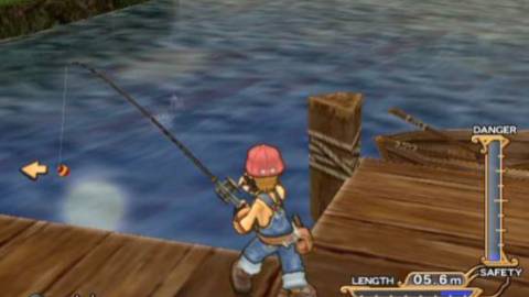 Fishing on a dock in Dark Cloud 2 (PS2)