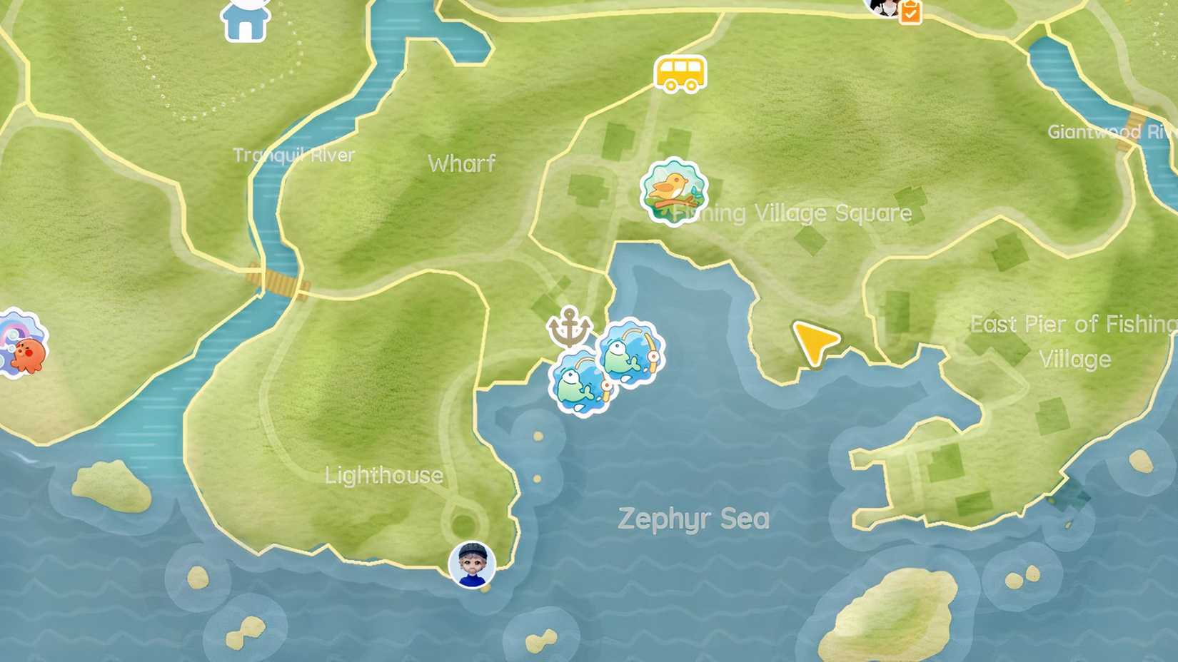 Fishing Village Square (South) Pink Bubble Hartopia