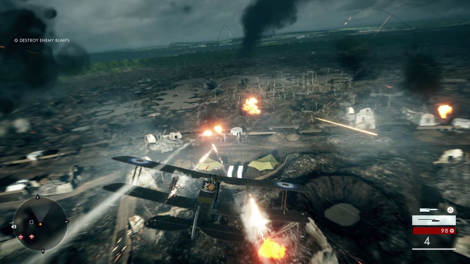 Flying a plane in battle in Battlefield One (2016)