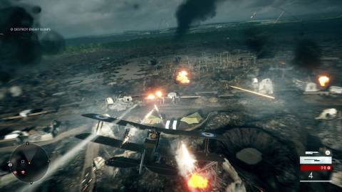 Flying a plane in battle in Battlefield One (2016)
