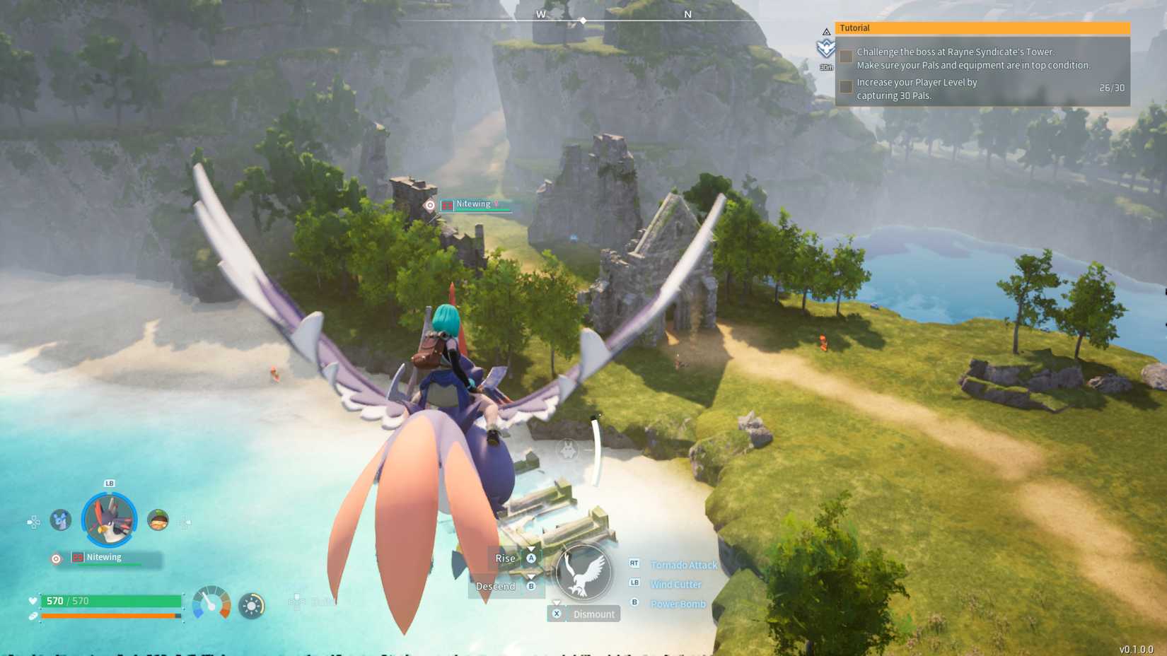 Flying over water in Palworld (Early Access)