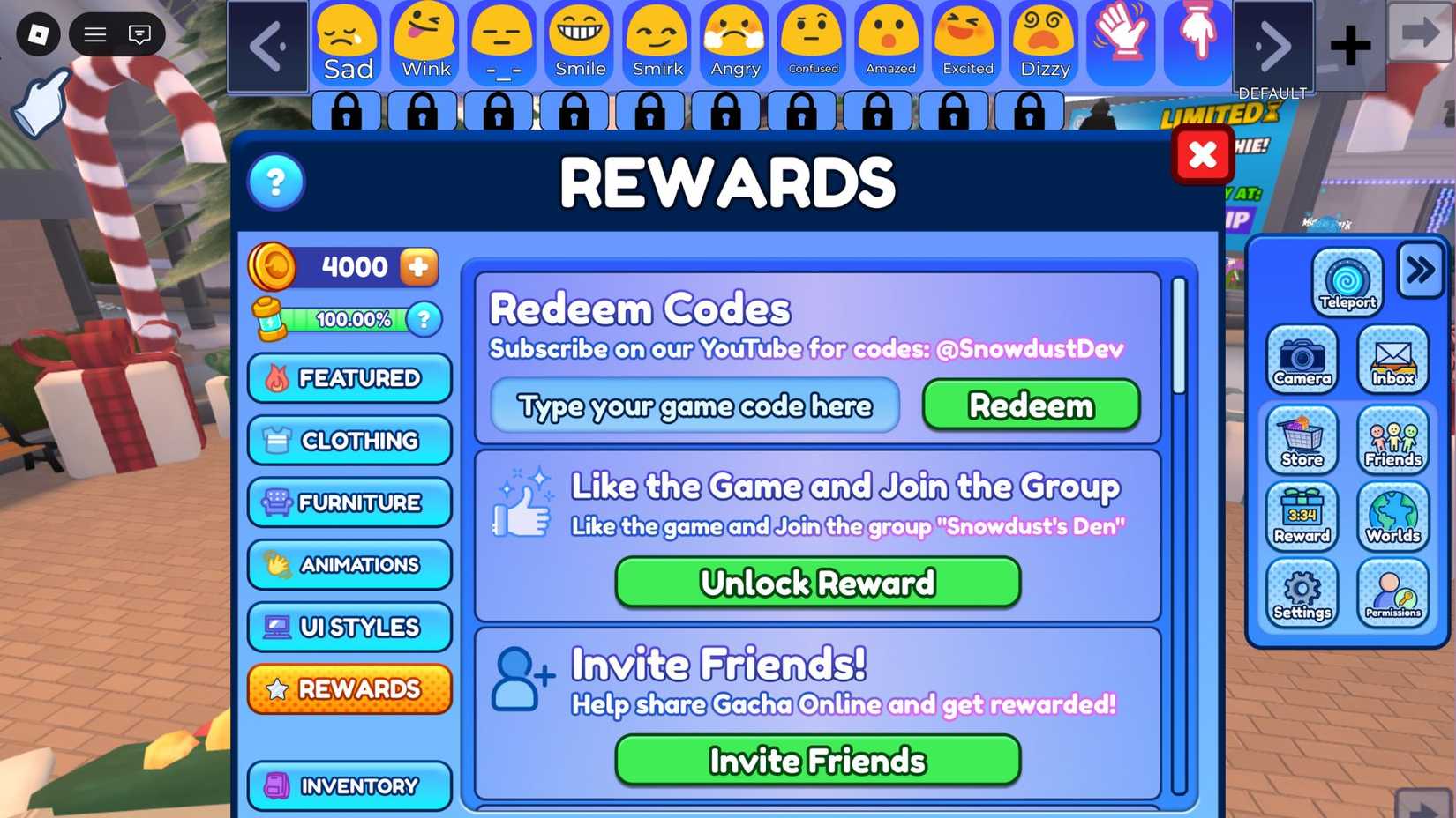 Gacha Online the codes tab