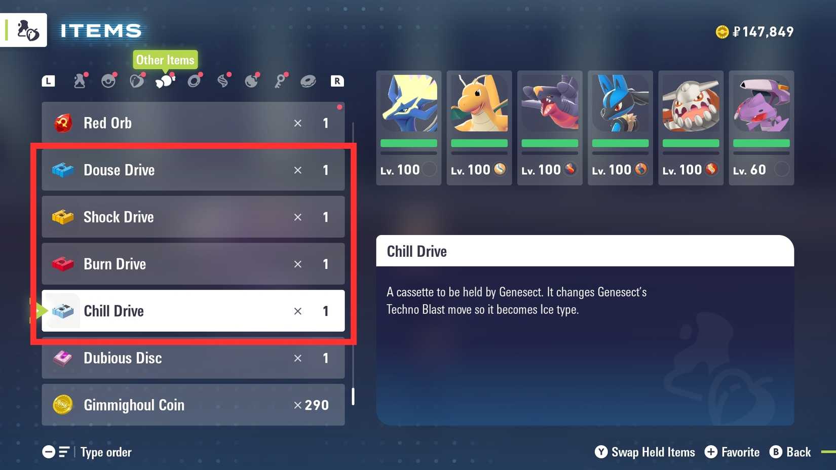 genesect four drives in pokemon legends za mega dimension