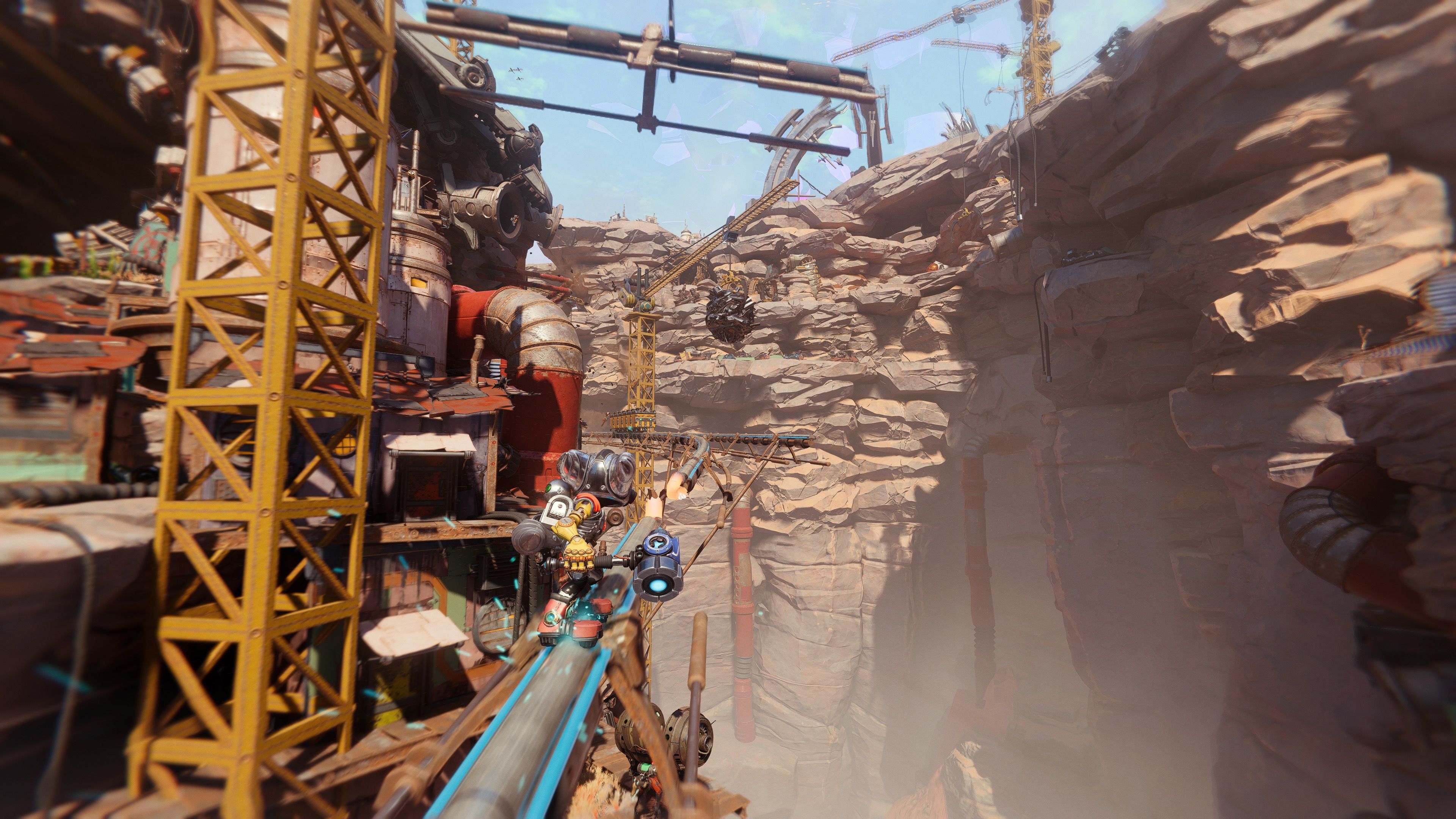 Grinding on a rail as Rivet in Ratchet & Clank A Rift Apart (2021)