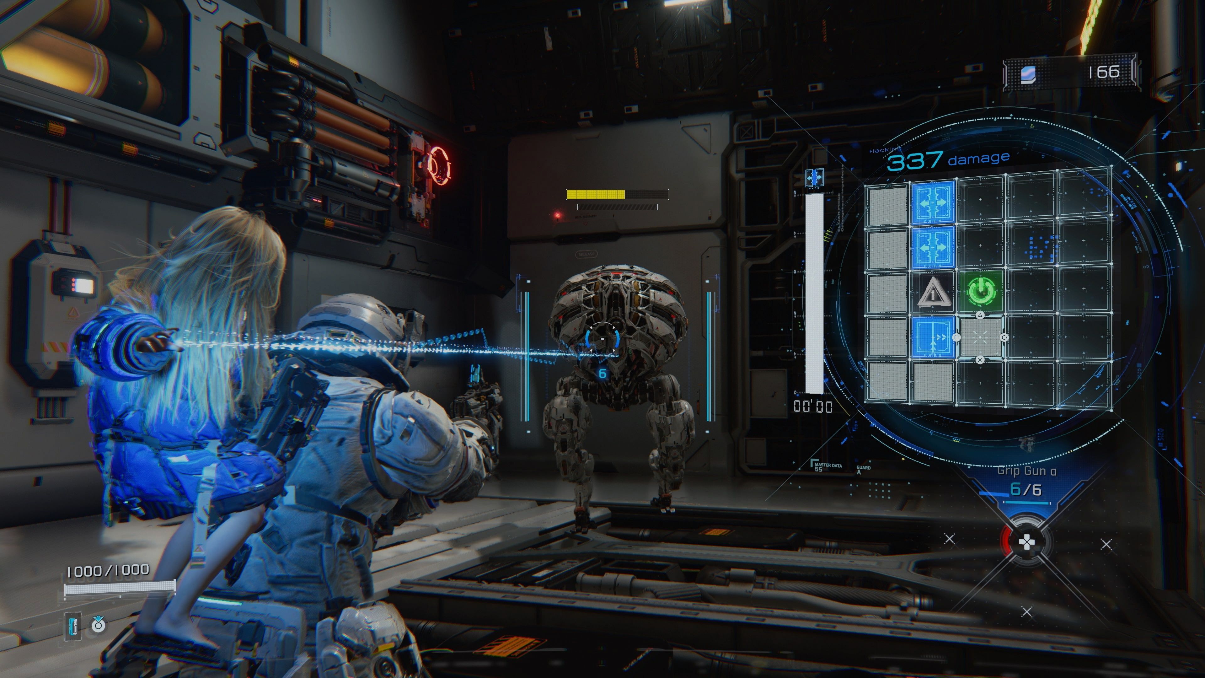 Hacking an enemy in Pragmata