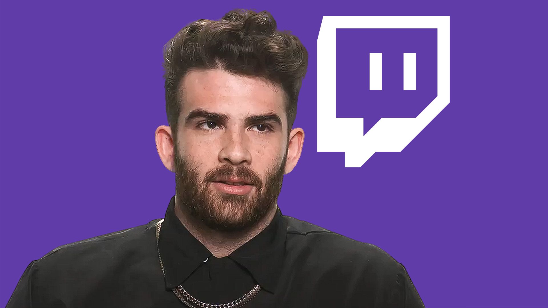 Hasan Piker purple background Twitch logo