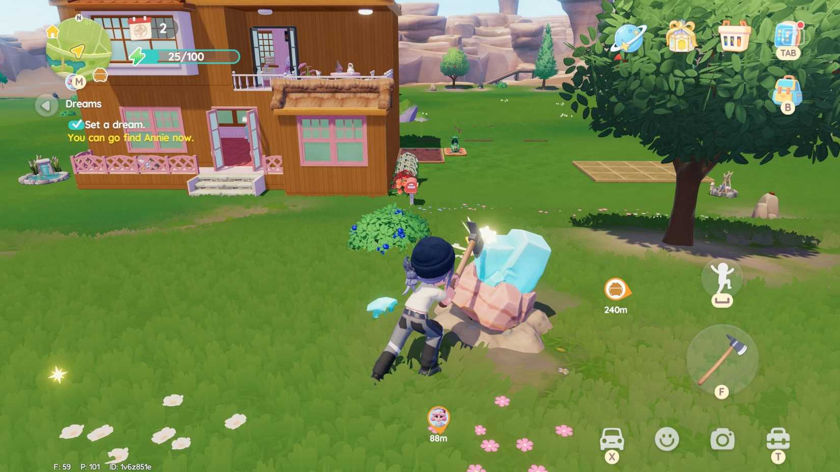 Use the pickaxe to collect the Flawless Fluorite in Heartopia