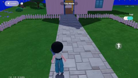 A floor tile being used as an outdoor path in Heartopia