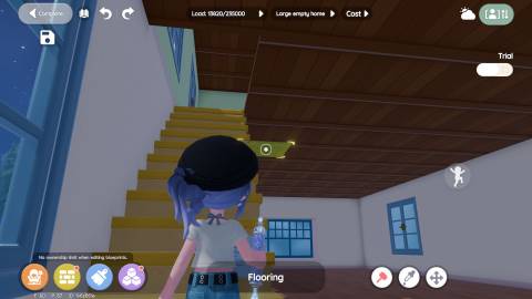 A brown wooden ceiling in a Heartopia home