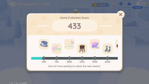 The Home Evaluation rewards screen in Heartopia