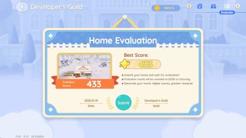The Home Evaluation screen in Heartopia