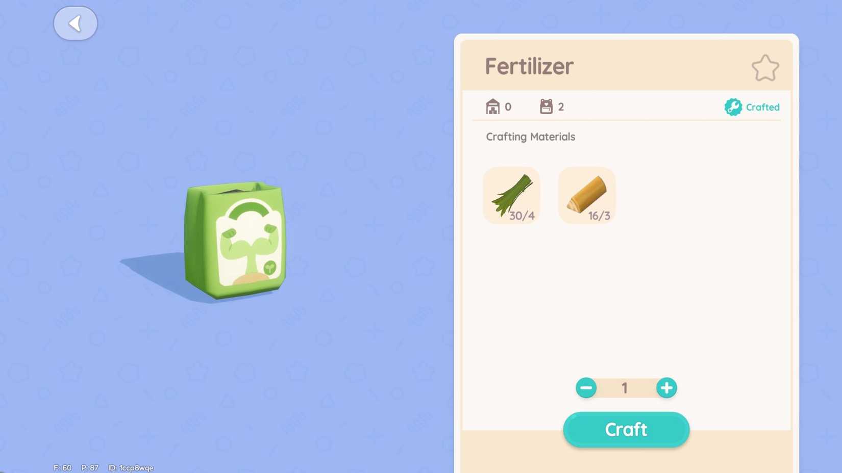 Fertilizer craft recipe in Heartopia
