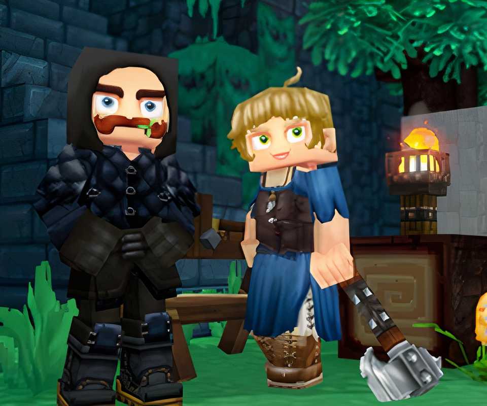 Karakter Hytale bertudung hitam