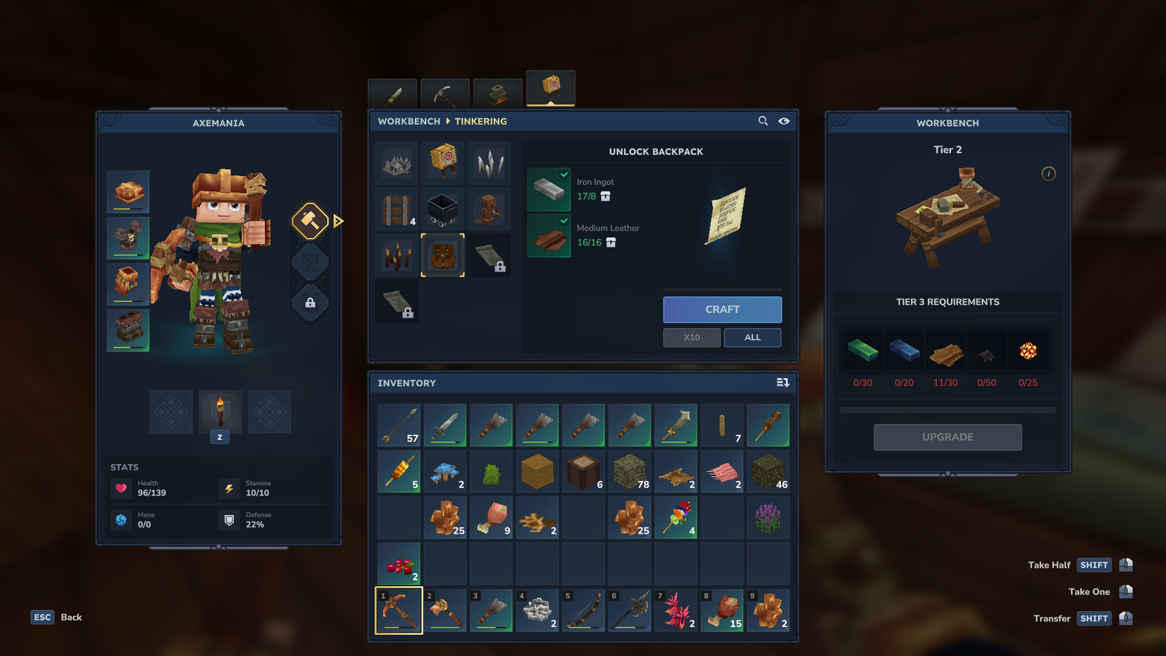 Hytale Unlock Backpack recipe