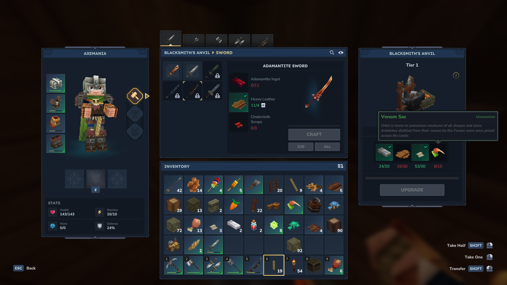 Hytale Blacksmith Anvil upgrade requirements