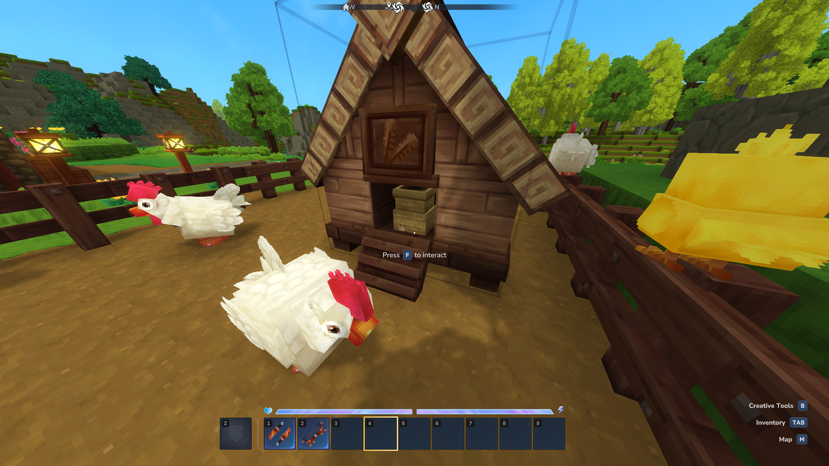 Hytale Chickes around coop