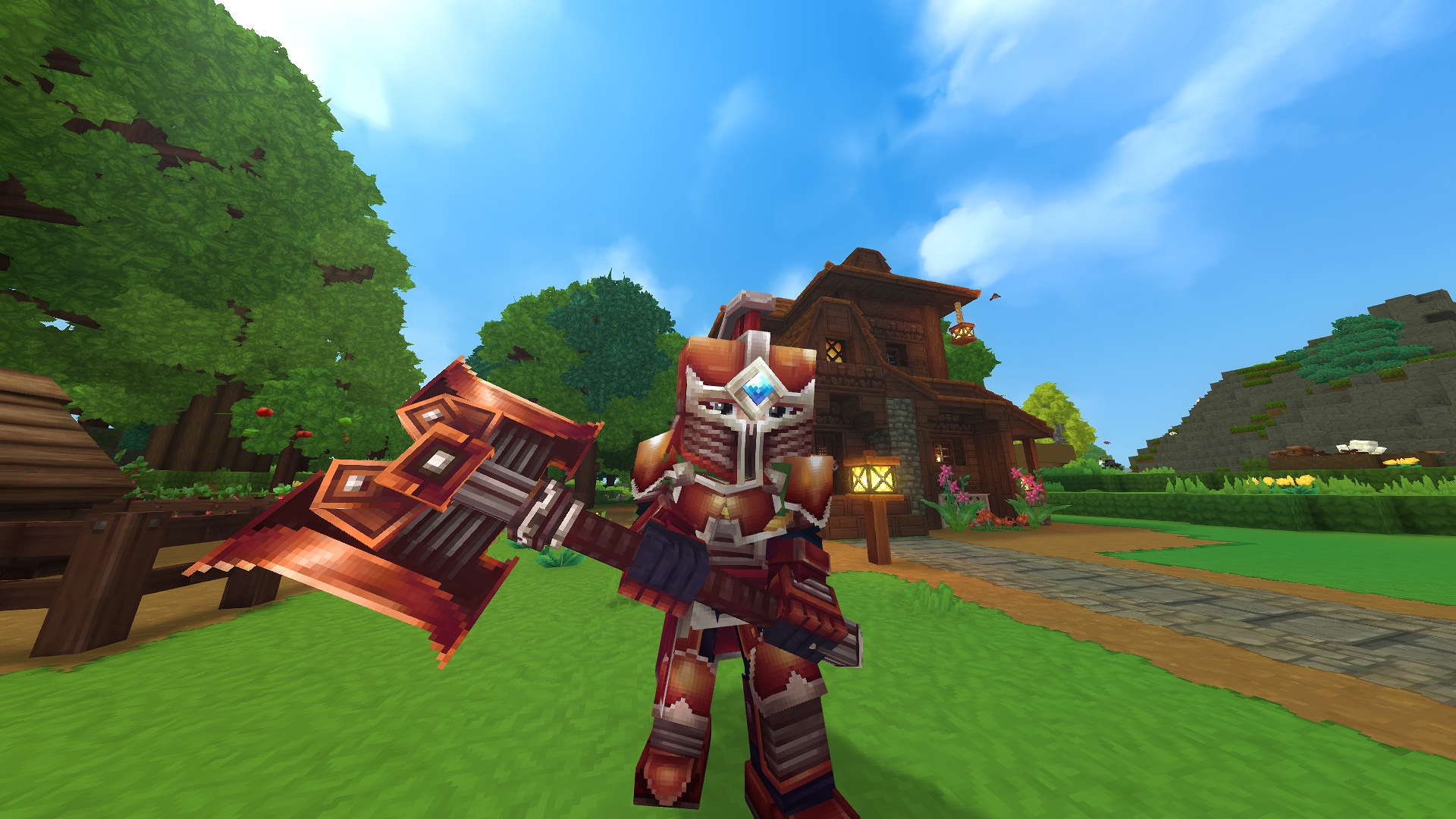Hytale Adamantite Armor dengan Battleaxe