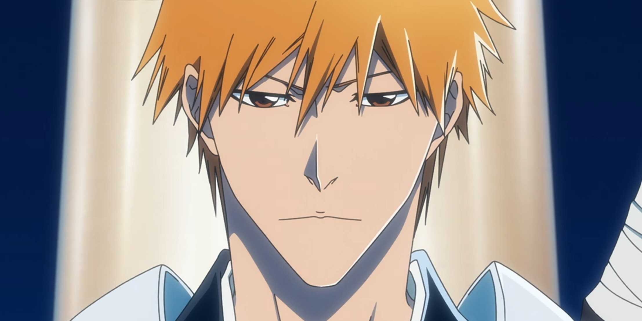 Ichigo Kurosaki makes a serious expression.