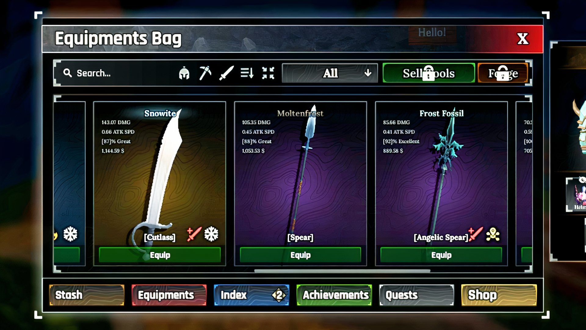 image of a roblox the forge player’s weapon inventory