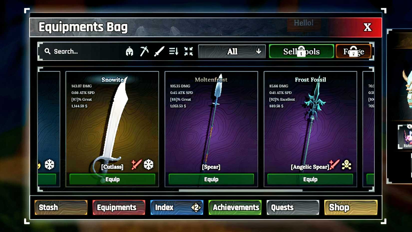 image of a roblox the forge player’s weapon inventory