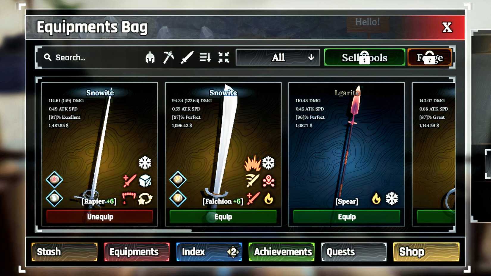 image of a roblox the forge player’s weapon inventory