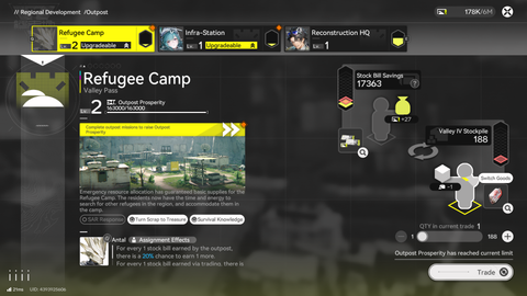 Arknights Endfield Refugee Camp Outpost menu