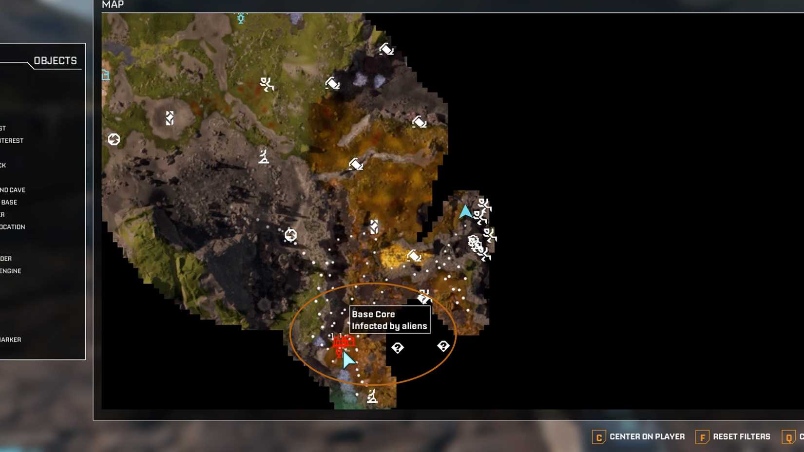 Infected base on the map in StarRupture