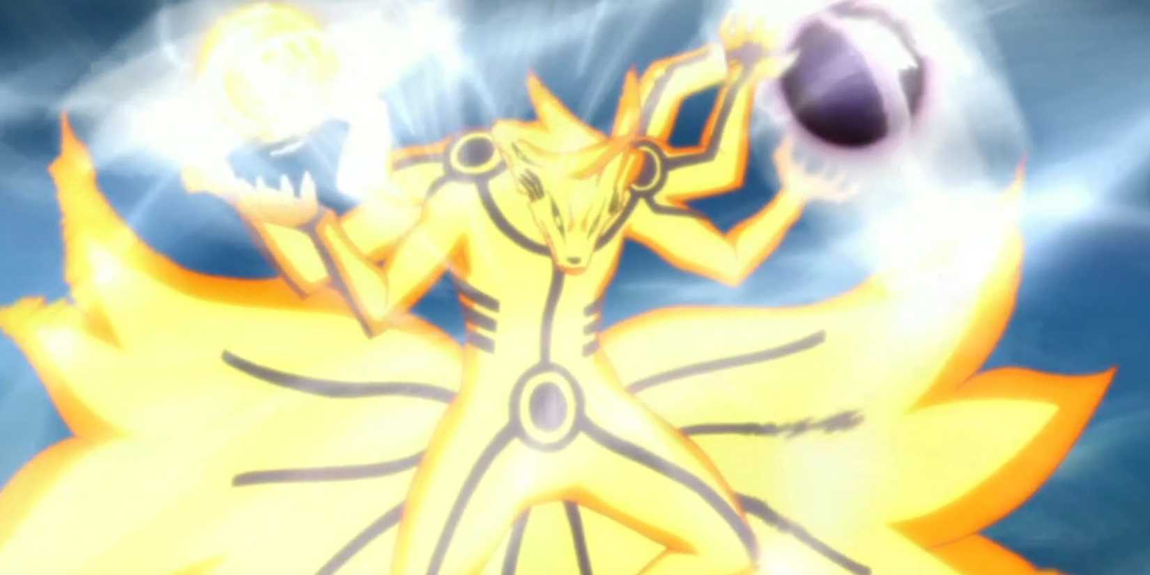 Naruto uses Kurama Chakra Mode.