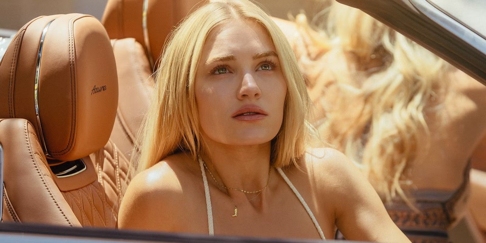 A closeup of Ainsley from Landman