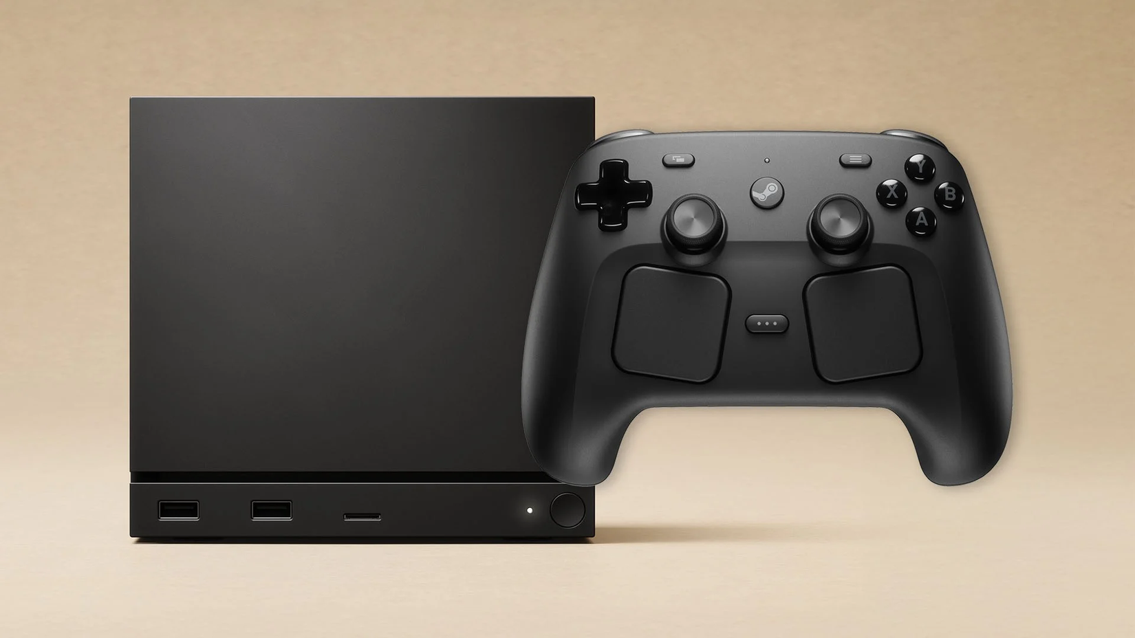 An Image of the Steam Machine and the Steam Controller