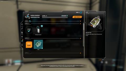 Level 3 in Moon Energy unlocks the map in Map unlocked in StarRupture
