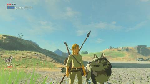 Link and a wolf in The Legend of Zelda Breath of the Wild (Switch 2)