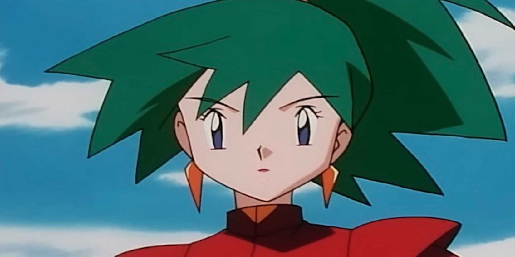 Liza from the original Pokémon anime with a solemn look.