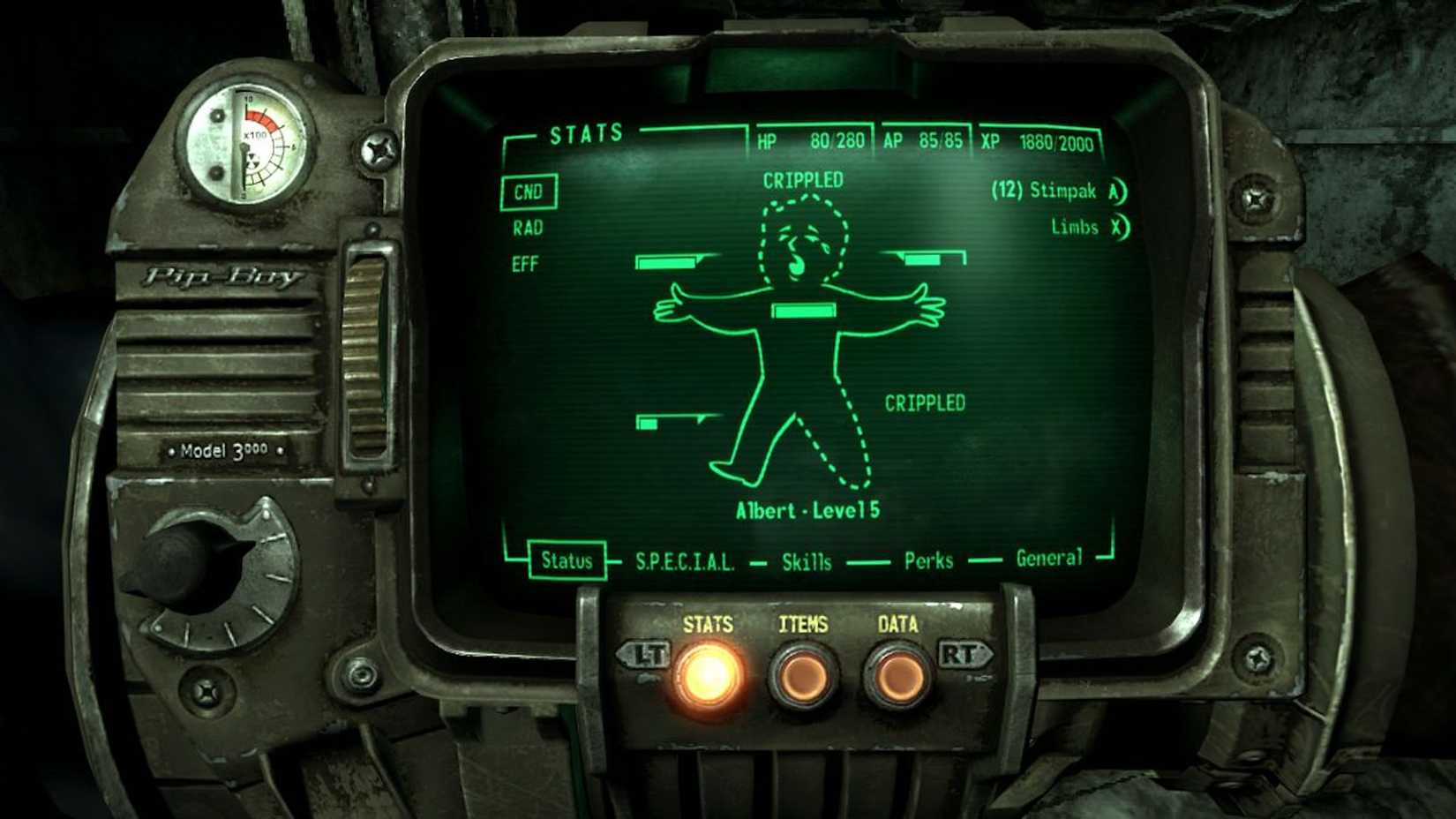 Looking at a pip boy in Fallout 3 (2008)
