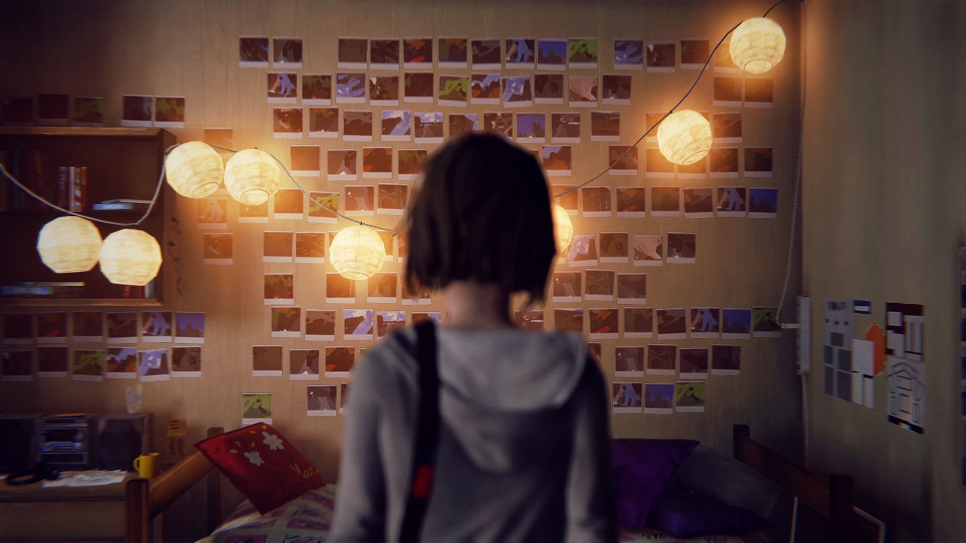 Max looking at photos in Life is Strange (2015)