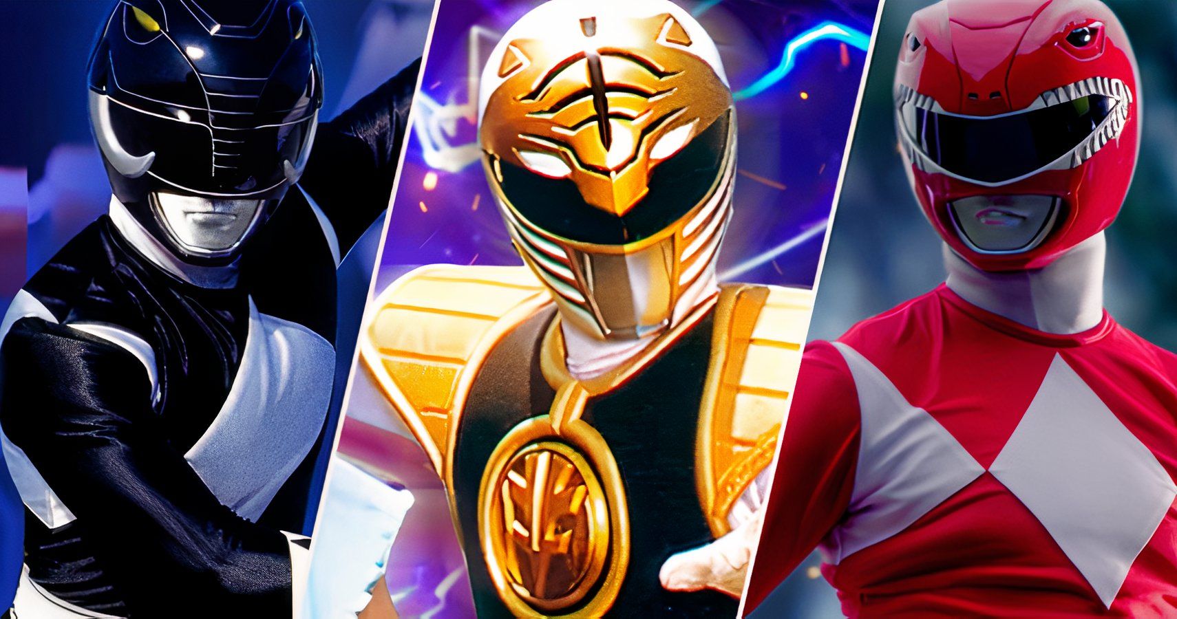 Mighty Morphin Power Rangers Black Ranger, White Ranger, and Red Ranger