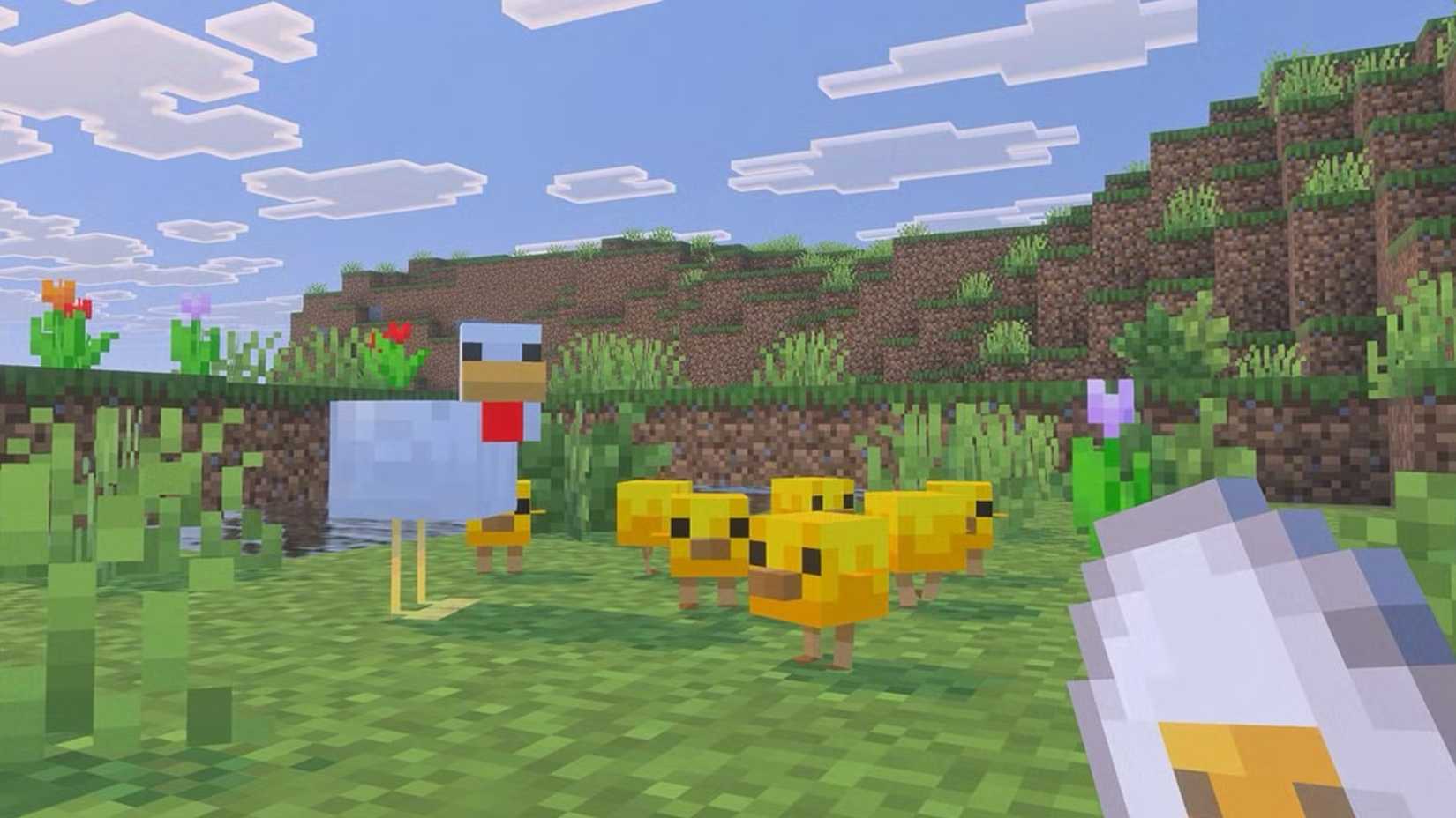 minecraft chickens in field