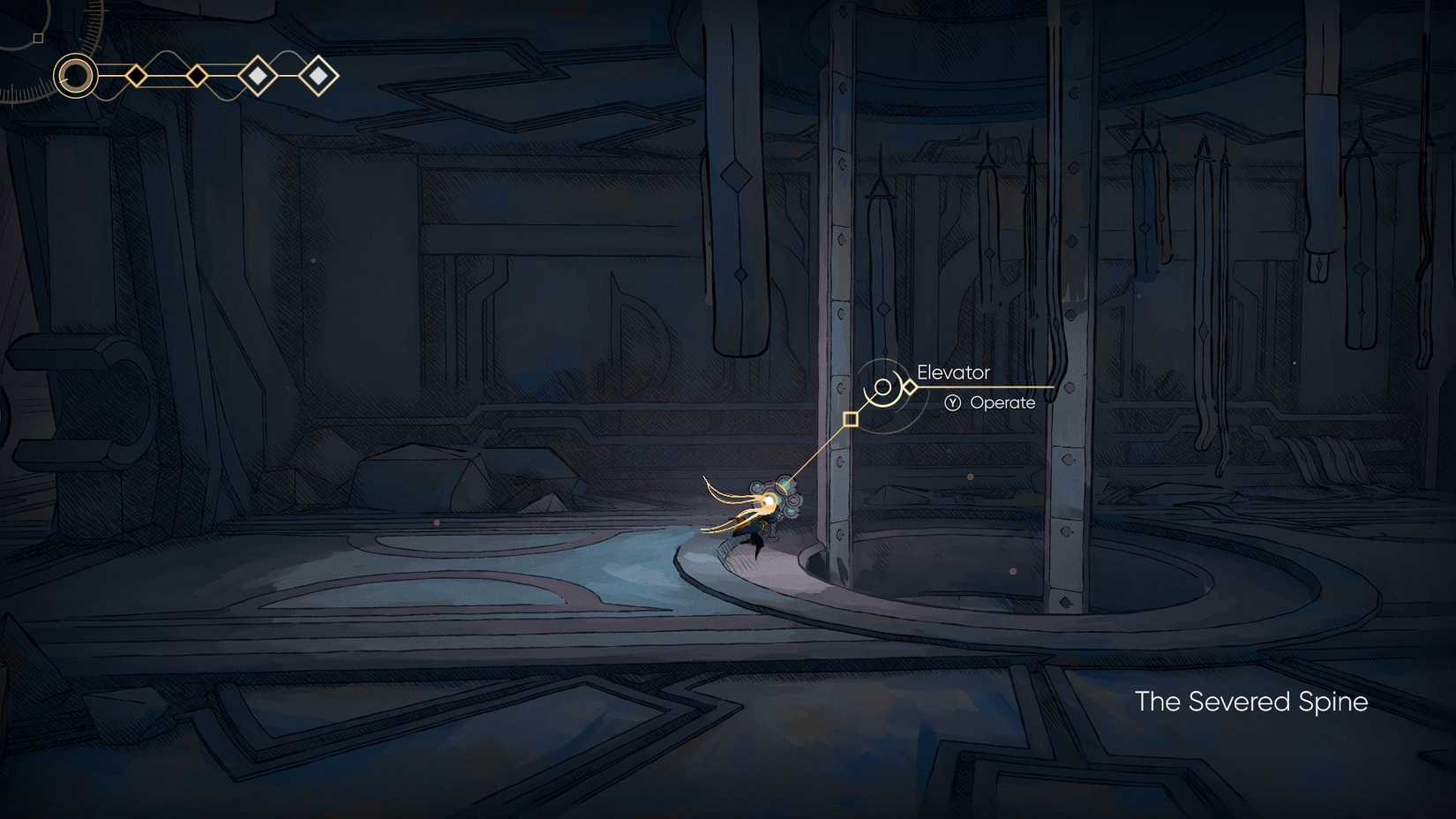 mio-memories-in-orbit-how-get-silo-access-badge-location-where-to-find-use- the spine of jumping from an elevator