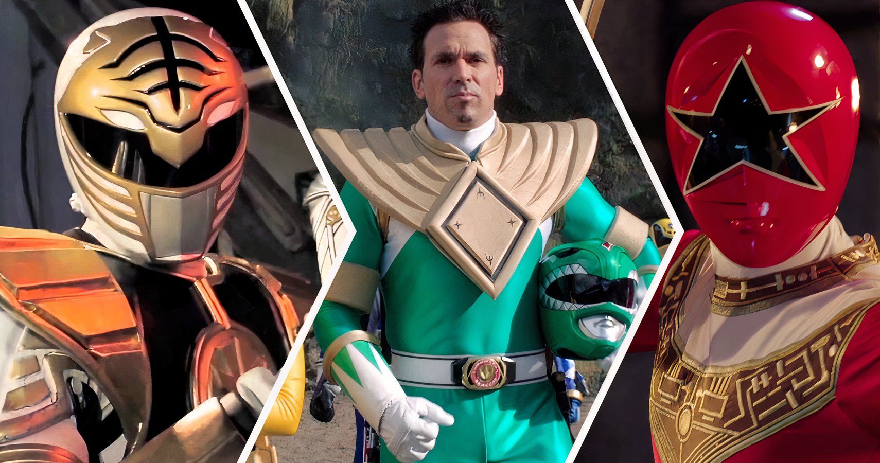 MMPR White Ranger, Tommy Oliver Green Ranger, and Red Zeo Ranger from the Power Rangers franchise