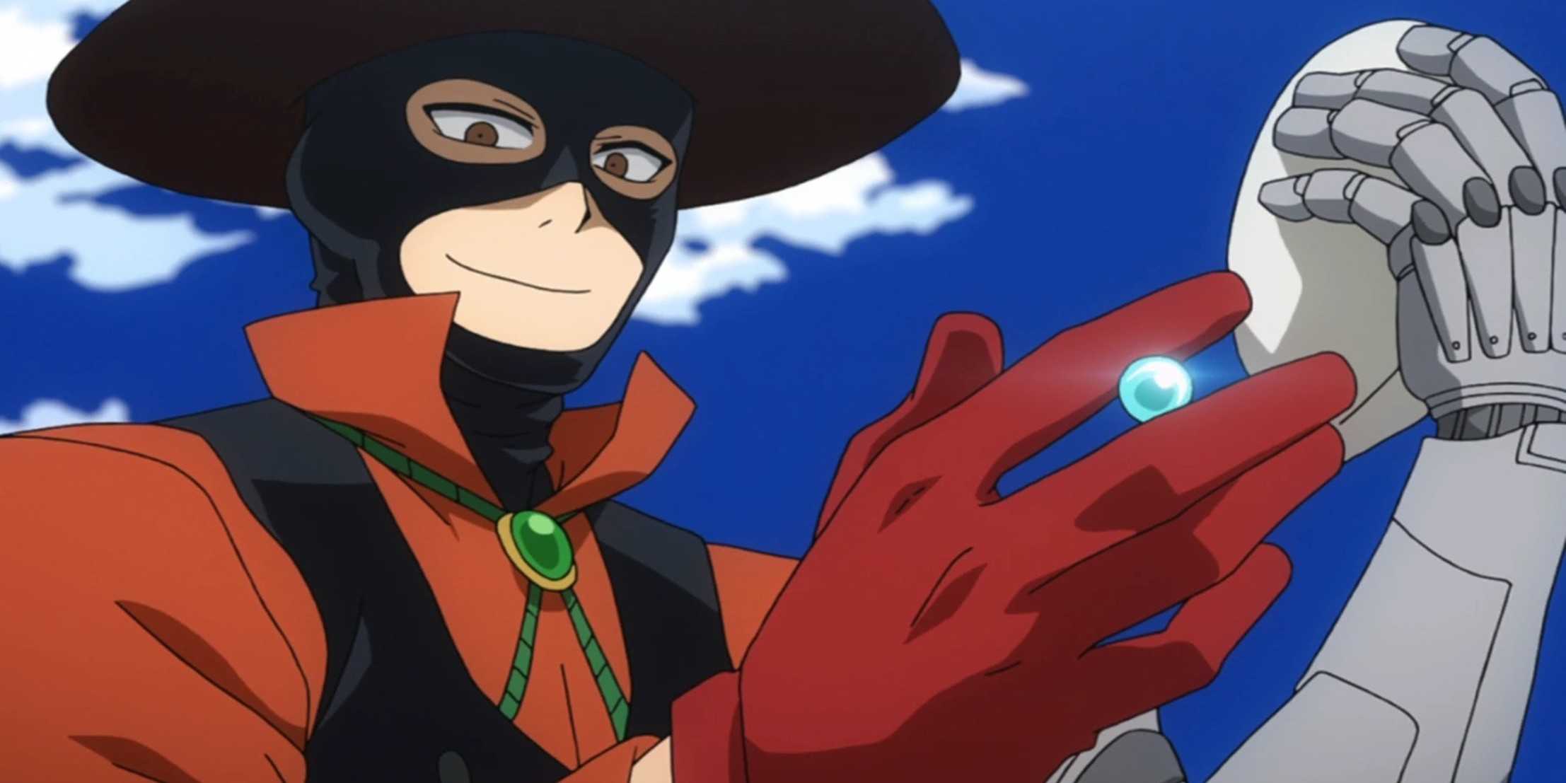 Mr. Compress uses Compress on Overhaul's arms in My Hero Academia.